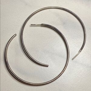 Large Round Sterling Silver Hoop‎ Earrings